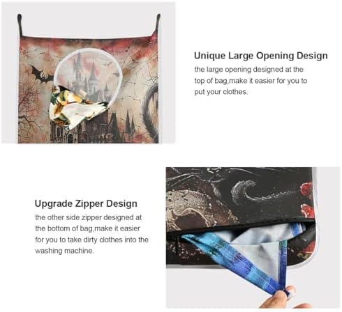 Halloween Castle Rose Door Hanging Laundry Hamper Bag - Image 4