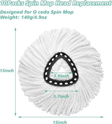 16PCS Spin Mop Replacement, 100% Microfiber, Machine Washable, 360° Rotation - Image 2