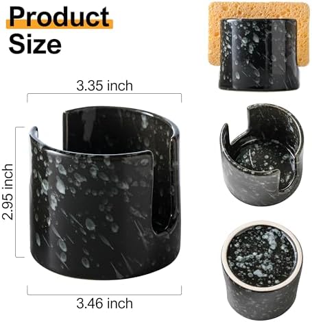 Zoeeker Sponge Holder for Kitchen, Ceramic Sink Caddy Scrub Sponge Rack - Image 3