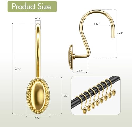 AmazerBath Gold Shower Curtain Hooks, Decorative Modern Shower Curtain Hangers - Image 2