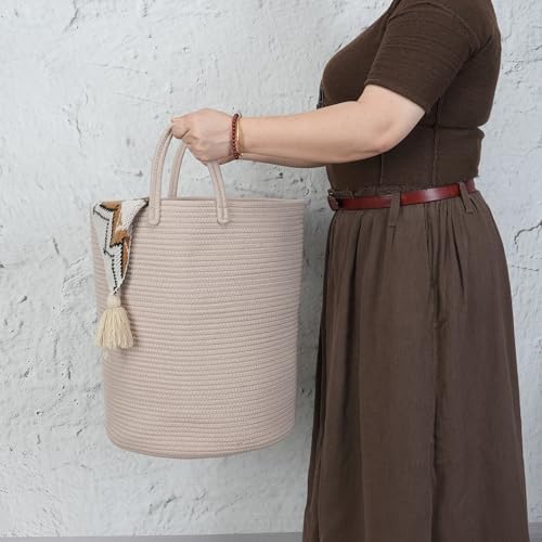 XUANGUO Cotton Rope Laundry Basket Hamper - Image 3