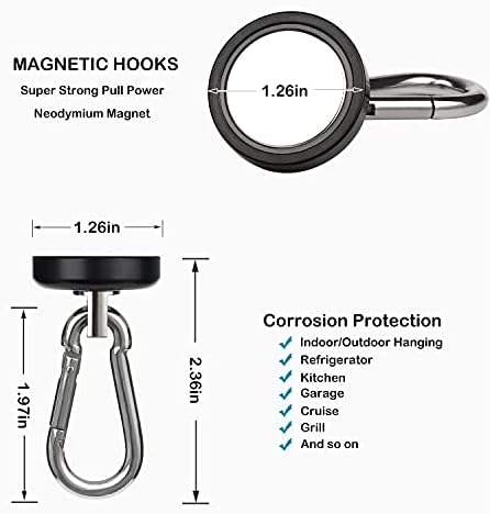 WELLZEER Magnetic Hooks 100lbs Black Magnet Hooks - Image 4