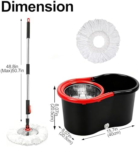 Spin Mop and Bucket with Wringer Set, 360°Rotating Head Mop Bucket System - Image 3