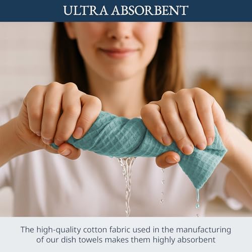 LANE LINEN Cotton Kitchen Towels and Dish Cloths Set, Quick-Drying Dish Towel - Image 5