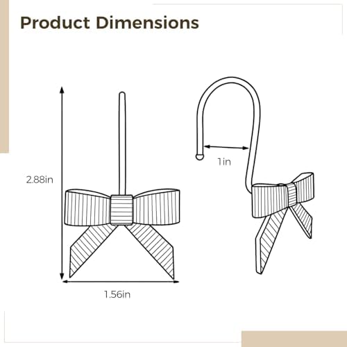 12 Pcs Shower Curtain Hooks, Decorative Bowknot Design, Rustproof Zinc Alloy - Image 4