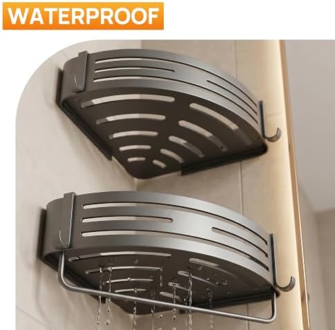 Gun Grey Adhesive Triangle Shower Caddy - Image 4