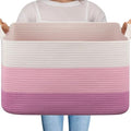 OIAHOMY Large Blanket Basket, 65L Cotton Rope Woven Laundry Basket, Toy Bin by MasterofSpaceOptimization