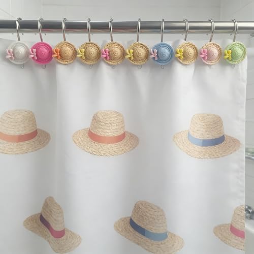 Two Fish Home Fashions Set of 12 Decorative Sunhat Shower Curtain Hooks - Image 3