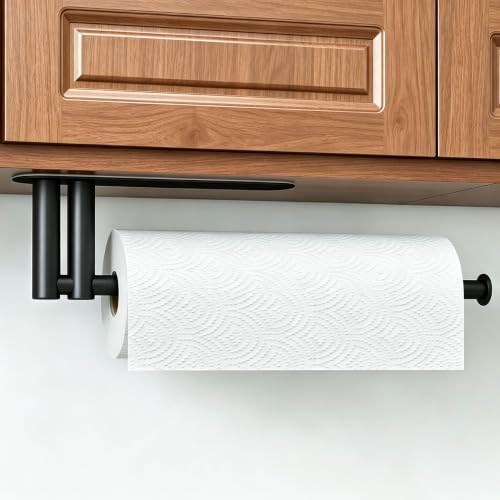 Paper Towel Holder Under Cabinet, Upgraded Dual-Rod Adhesive Paper Towel Holder by STWWO