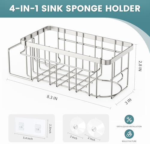 4-in-1 Sponge Holder for Kitchen Sink, Sink Caddy Organizers - Image 2
