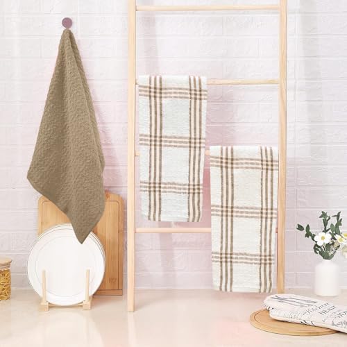 DAN RIVER Tan Kitchen Towels, 12 Pack, 16x26 Inches Absorbent Dish Towels - Image 4