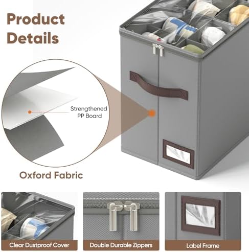 OIAHOMY 2 Pack Shoe Organizer for Closet, Foldable Shoe Storage Bins - Image 4