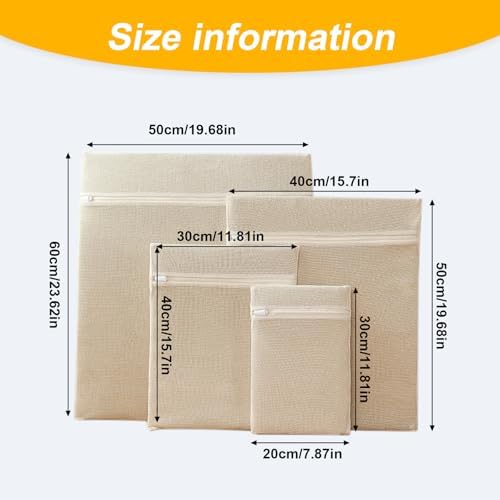 4-Piece 100% Cotton Mesh Laundry Bags, Premium Soft No-Dye Natural Delicate Bags - Image 2