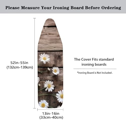 Daisy Flower Wood Grain Brown Ironing Board Cover Soft Table Top Home - Image 5