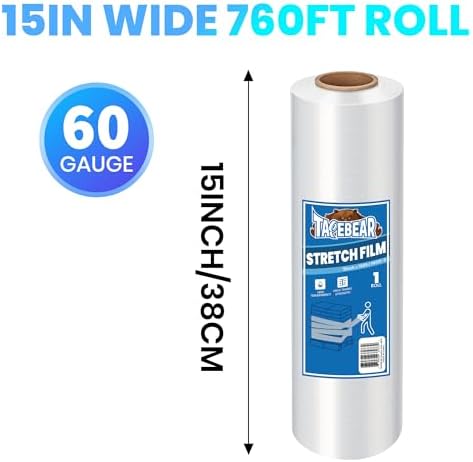 TAPEBEAR Stretch Wrap Film 15" x 760Ft Shrink Wrap Roll Industrial Strength - Image 6