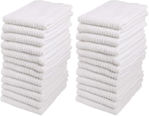 Dish Cloths, 100% Cotton Kitchen Towels, 24 Pack by Living+Fashions