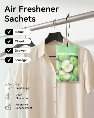 MYARO 20Pcs Green Apple Scented Sachets, Closet Deodorizer Car Freshener - Image 2