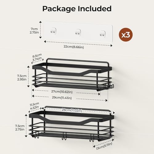 Orimade Shower Caddy Basket Shelf Storage Rack, No Drilling Wall Mounted - Image 5