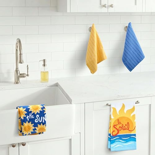 Ritz 4-Piece Kitchen Towel Set, Here Comes the Sun & Le Soleil Sunset Prints - Image 4