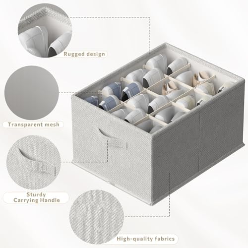 FHSQX 2 Pack Shoe Organizer for Closet, Foldable Shoe Organizer, Fits up to 24 - Image 4