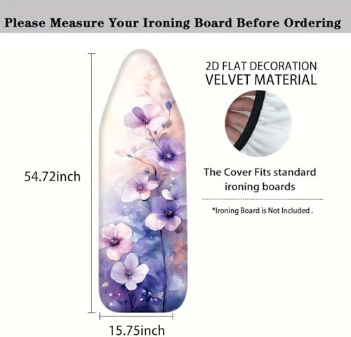 Nuxovilar Watercolor Purple Pink Ironing Board Cover Cotton 15"x54" - Image 4