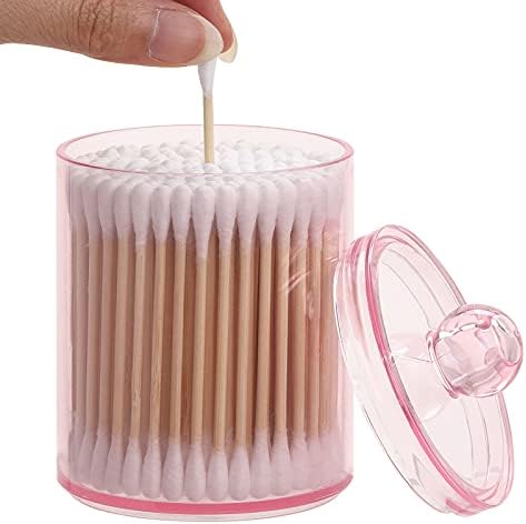 Tbestmax 3 Pack Cotton Swab Ball Pad Holder, 10 Oz Qtip Apothecary Jar Pink - Image 3