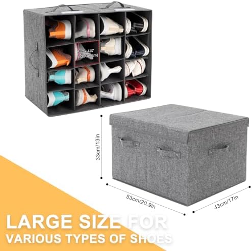 Shoe Organizer for Closet Fits 16 Pairs, Large Shoe Storage Box Bins - Image 4