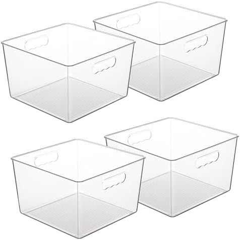 Vtopmart 4 Pack Extra Large Clear Storage Bins, 11x11 Cube Organizer by Vtopmart