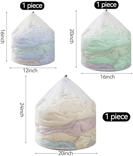 3Pcs Laundry Mesh Wash Bags, Drawstring Net Laundry Bag - Image 2