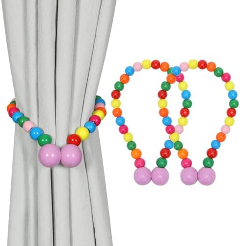 KLOGTSIND Magnetic Curtain Tiebacks, 2 Pack Wood Bead Curtain Holdbacks by KLOGTSINDDirect