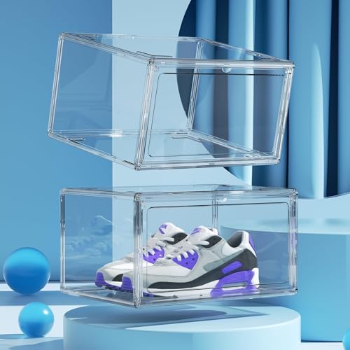HIYOHIYO 8 Pack Clear Shoe Box Organizer, Large Capacity Fit US Size 14 - Image 4