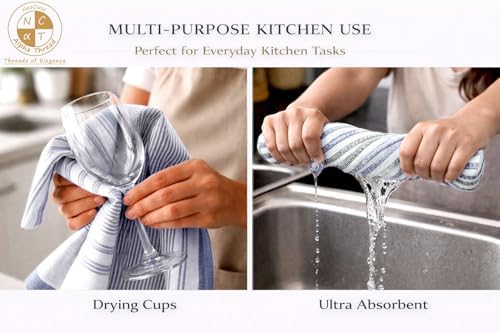 Pack of 6 Cotton Kitchen Towels Set, Dish Towels, Cleaning Rags, Kitchen Dish - Image 7