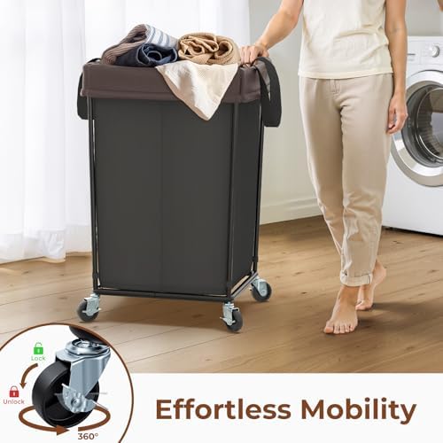 Rolling Laundry Basket with Wheels, 160L Rolling Laundry Hamper with Wheels - Image 4