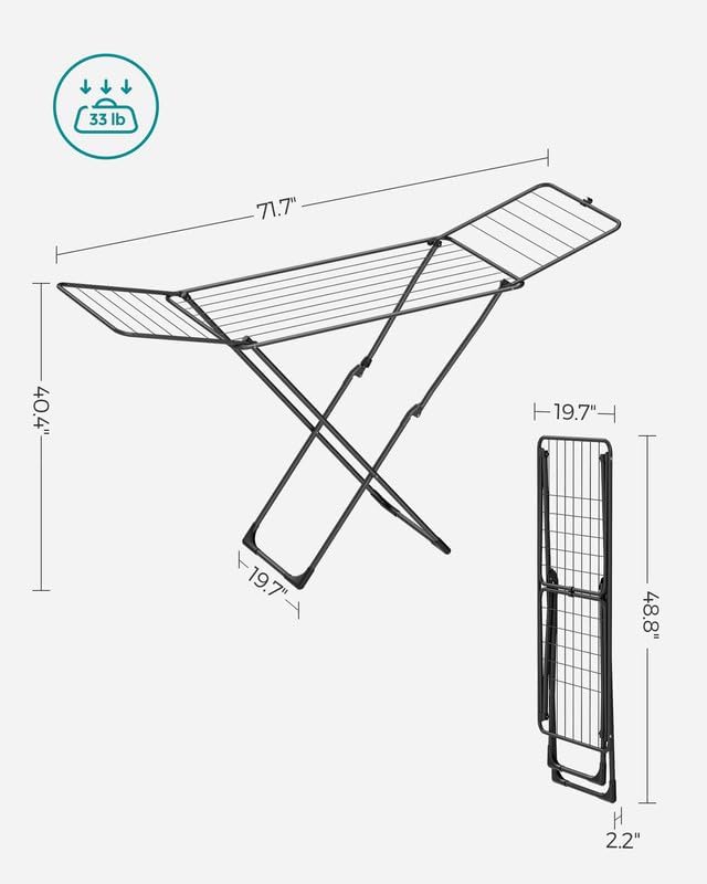 SONGMICS Clothes Drying Rack, Heavy Duty, 2 Gullwings | Laundry Drying Rack - Image 6