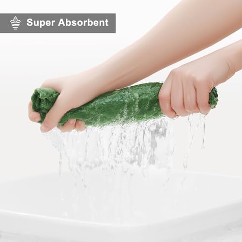Homaxy 12 Pack Super Soft Absorbent Dish Towels, Grass Green - Image 3