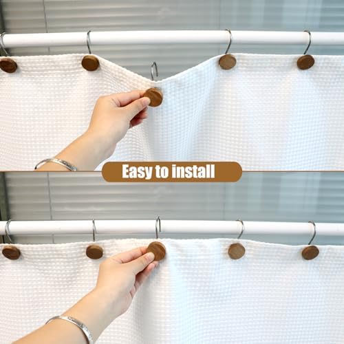Shower Curtain Hooks, Wood Decorative Shower Curtain Rings, Modern Round Log - Image 4
