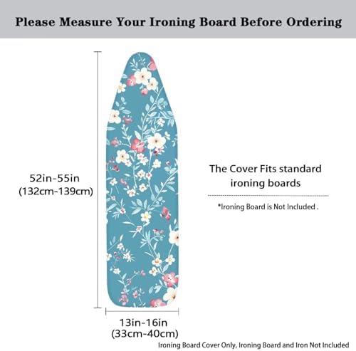Blue Cute Floral Thick Padding Ironing Board Covers Soft Durable Stain - Image 5