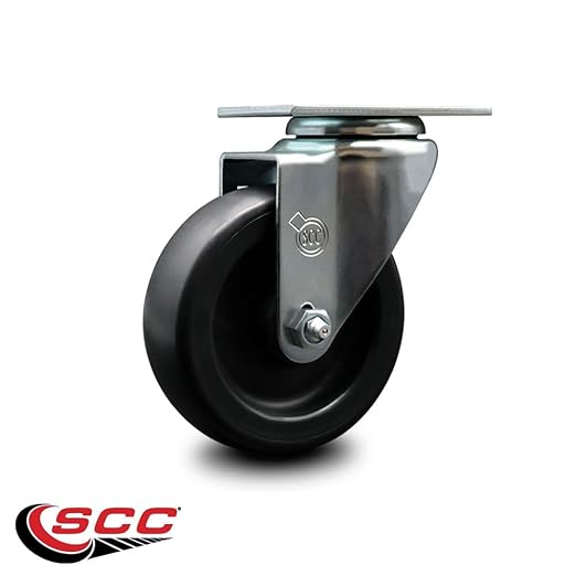 Service Caster Brand Replacement Caster for Uline Caster H-5535S - Swivel Top Plate Caster with 4 Inch Polyolefin Wheel - Light Duty Replacement Caster - Fits Carts, Dollies and Poly Box Trucks H-1811