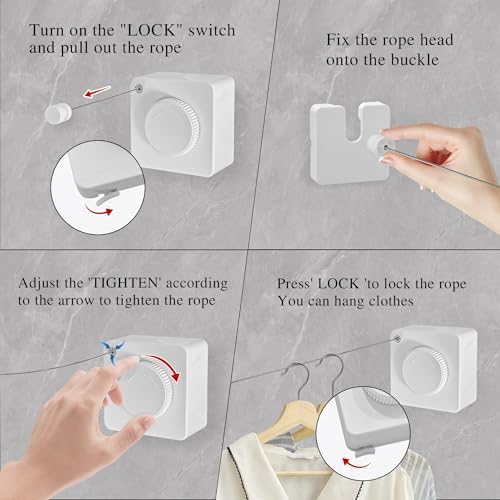 JOOM Retractable Clothesline Indoor, 13.7 FT Wall Mounted Single Line - Image 6