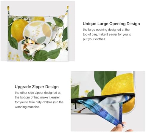 Lemon Branch Flower Hanging Laundry Hamper Door Hampers Bag Basket - Image 4