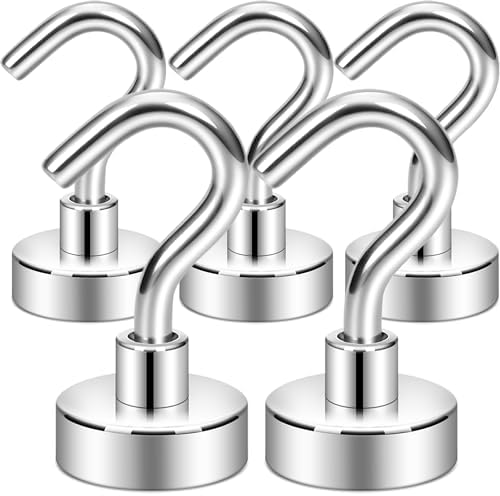 Neosmuk Magnetic Hooks Cruise Ship Essential, 30lb+ Silver, 5 Pack by Neosmuk
