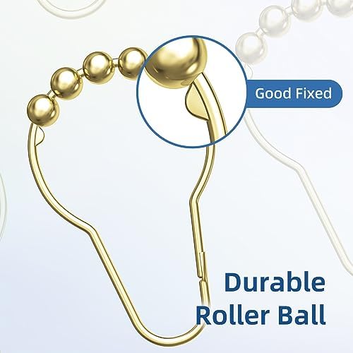 Titanker Gold Shower Curtain Rings, Rust-Resistant Metal Shower Curtain Hooks - Image 3