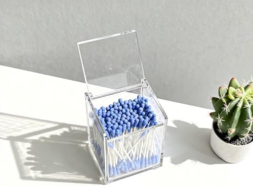 Clear Acrylic Qtip Holder with Lid, Cotton Balls Swab Organizer - Image 6