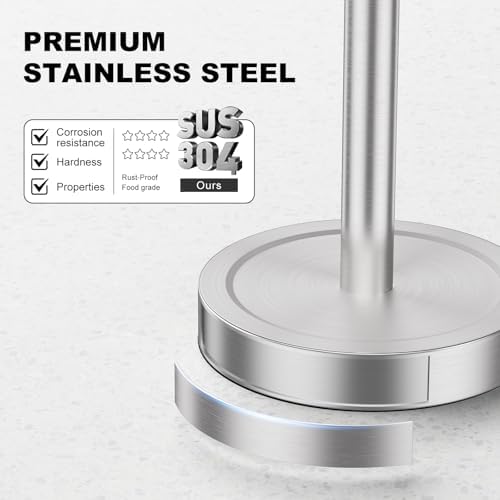 Nickel Paper Towel Holder Countertop, One-Handed Tear, Stainless Steel - Image 4