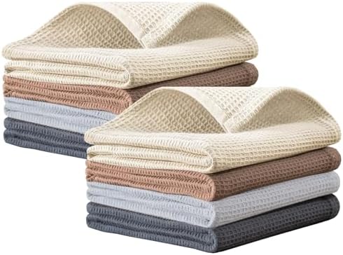PY HOME & SPORTS Dish Towels Set, 100% Cotton Waffle Weave Kitchen Towels 8 by PYHOMESPORTS