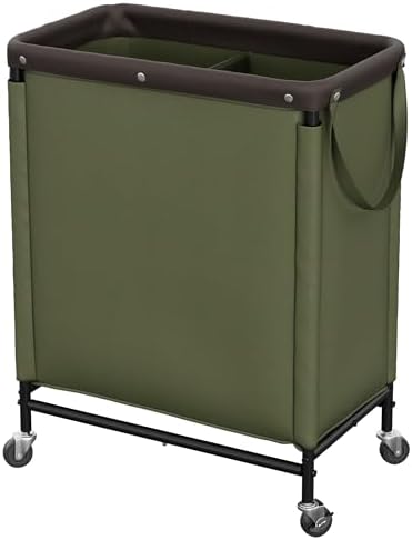StorageWorks 2 Section Laundry Hamper, 100L Green Sorter Cart by StorageWorks