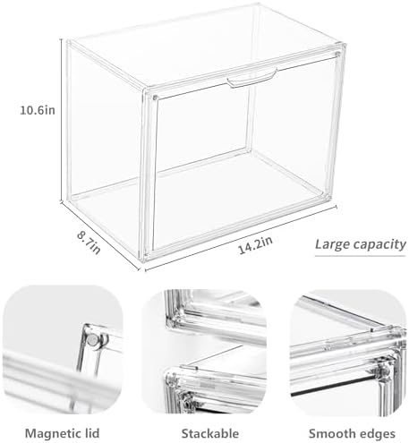 LXLXXL Clear Acrylic Display Case, Stackable Plastic Storage Bins - Image 2