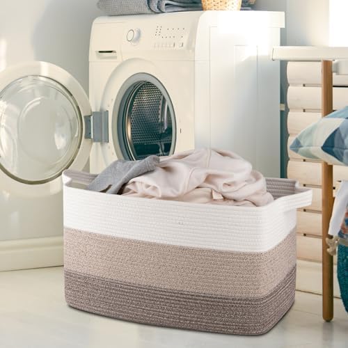 OIAHOMY Extra Large Blanket Basket, 110L Cotton Rope Woven Laundry Basket - Image 6