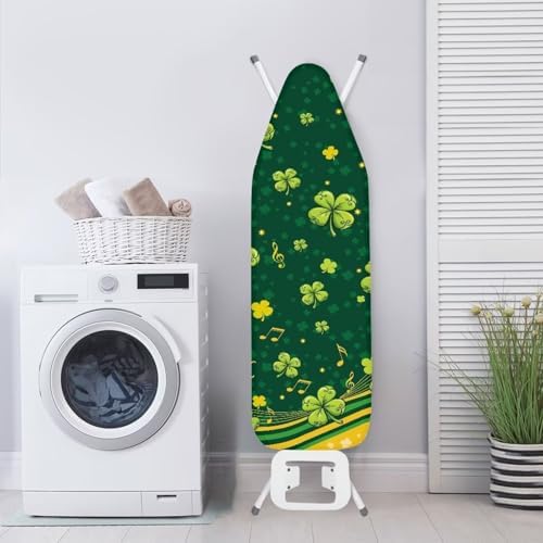 Green Clover Leaves Steam Ironing Board Cover, Irish Shamrock Stain Resistant - Image 3