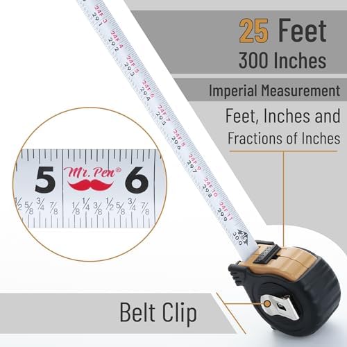 Mr. Pen- Retractable Tape Measure 25 ft, Light Brown, Easy Read - Image 3